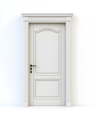 Classic white framed door isolated on white background