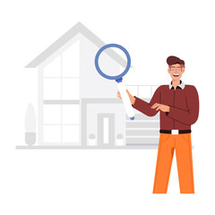 A flat style illustration of home inspection 

