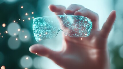 A person using an AR device to overlay digital information onto their real world view.