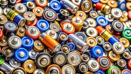 A collection of used batteries for recycling in Hamm, Germany. Special waste environmental recycling disposal