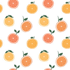 Seamless Pattern with Hand Drawn Orange Fruit Design on White Background