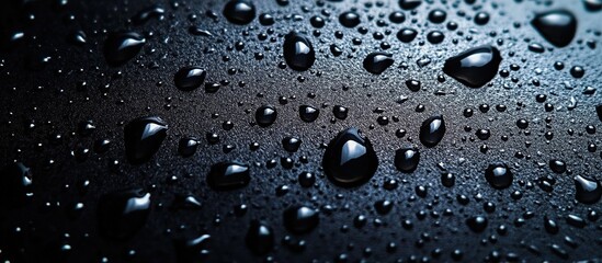 Water Droplets on a Dark Surface. water drop. Water drops on glass surface as background. AI generated image