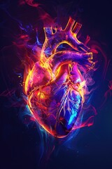 A bright glowing heart shining through the darkness