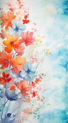 Vibrant Punk-Inspired Abstract Art: Colorful Watercolor Floral Fusion with Grunge Texture. Versatile Creative Design for Book Illustrations, Invitations, and Edgy Marketing Campaigns. Stylish Minimali