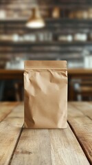 Brown Paper Bag on Wooden Table