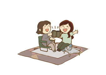 お庭で乾杯する女性たちeps