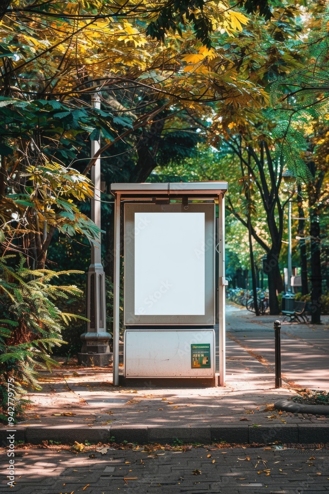 Aufkleber A blank billboard at a bus stop, ideal for adding your own message or advertisement