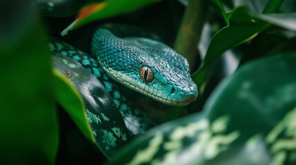 Fototapeta premium green snake on a branch