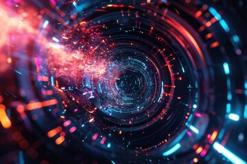 Fototapeta premium A spiral of colorful lights illuminates the darkness, providing a sense of warmth and coziness