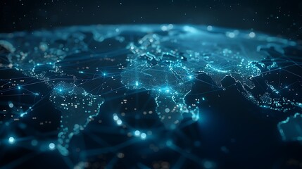 Fototapeta premium Global Network Connection with Blue Glowing Lines and Dots