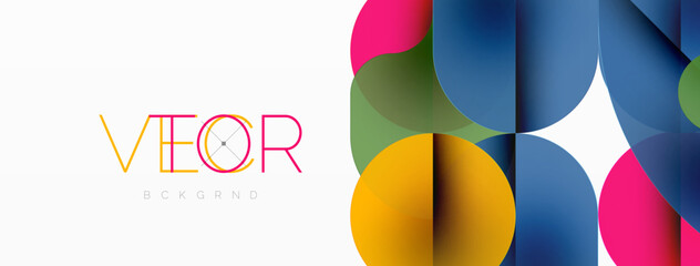 Minimal round shapes geometric abstract background. Circle design. Trendy techno business template for wallpaper, banner, background or landing