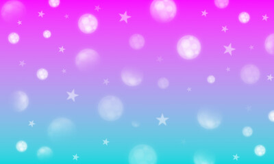 beautiful bubbles and stars on gradient pink and blue background, decor, template, fashion, gift, valentine, love, holiday, copy space