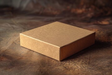 A simple brown box sits on top of a wooden table, potentially used for storage or organization