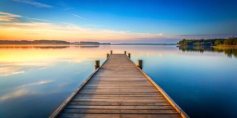 Obraz premium A serene and peaceful dock stretching out into calm waters