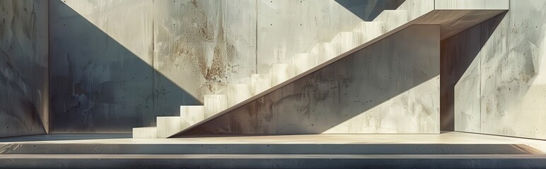 Concrete Staircase Leading to a Concrete Wall with a Window