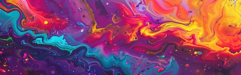 Abstract Swirling Liquid Paint with Vibrant Colors