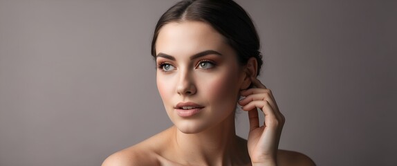 Fototapeta premium woman with natural make-up thoughtfully looking