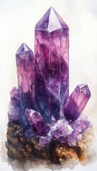 A stunning cluster of amethyst crystals showcasing vibrant purple hues and intricate formations, perfect for decoration or healing.
