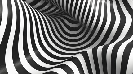 Abstract Black and White Striped Curved Surface
