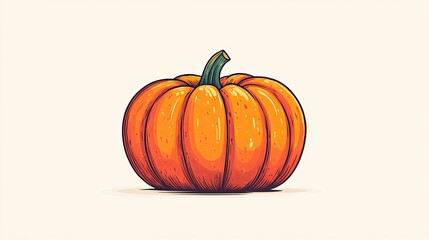 Single Orange Pumpkin with Green Stem