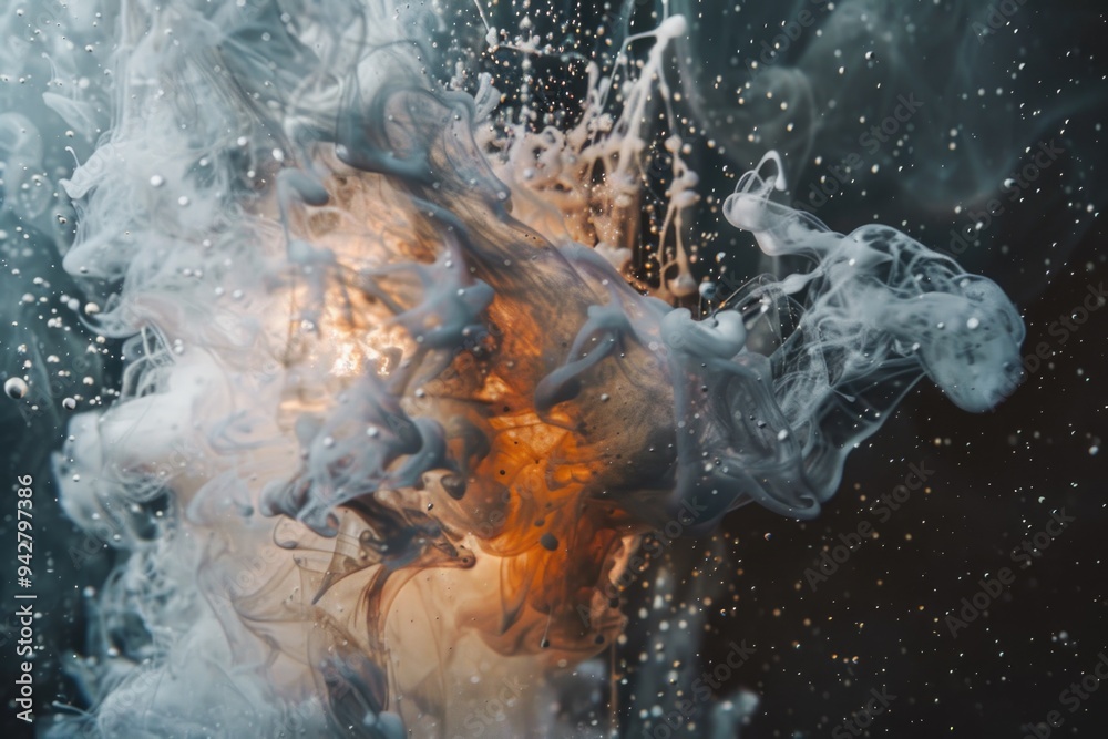 Poster a close-up shot of a flame engulfed in water, perfect for use in scenes where a dramatic effect is n