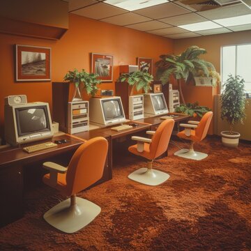 Retro Office Space with Vintage Computers