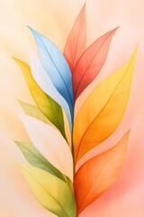 Naklejka premium A vibrant illustration of abstract leaves in various colors, creating a harmonious and fresh aesthetic for any design.