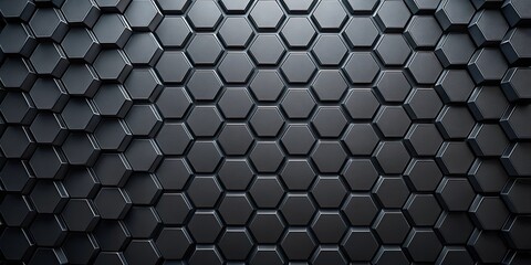 Abstract black hexagon pattern with rendering creating a geometric honeycomb abstract background