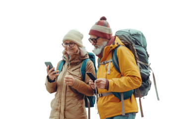Elderly couple with phone in hand

