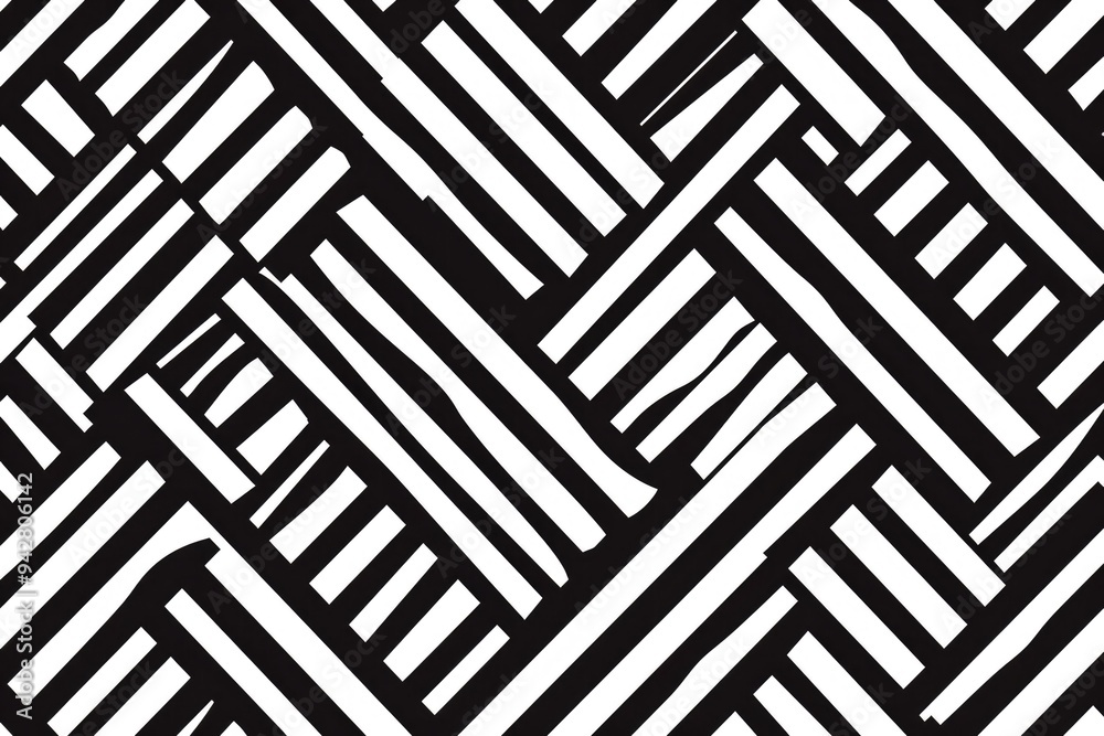 Poster A unique black and white pattern with a diagonal design, suitable for use in graphic designs, fashion, and interior decoration