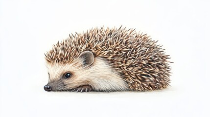 Obraz premium A cute and detailed illustration of a hedgehog, showcasing its unique features and textures in a minimalist style.