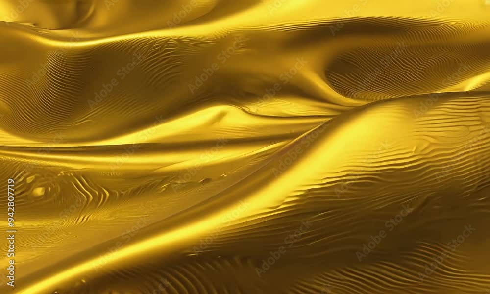 Poster explore the mesmerizing flows of golden fabric undulating gracefully in soft light, revealing intric