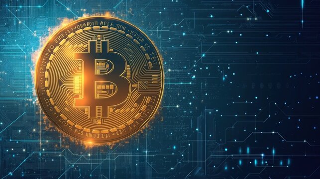 Bitcoin exchange, secure transaction, flat design illustration