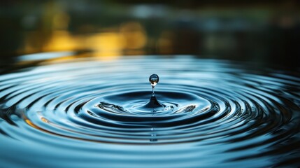 A drop of water falls into a large body of water, creating a ripple effect