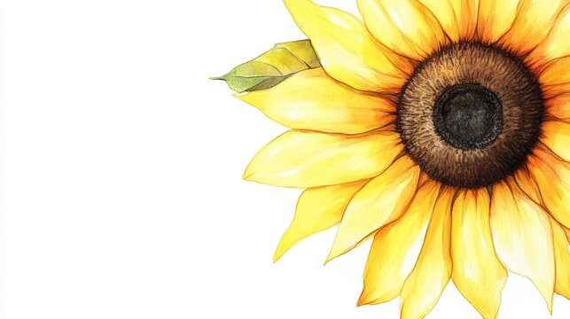 A vibrant sunflower with bright yellow petals and a dark center, perfect for seasonal themes and nature-inspired designs.
