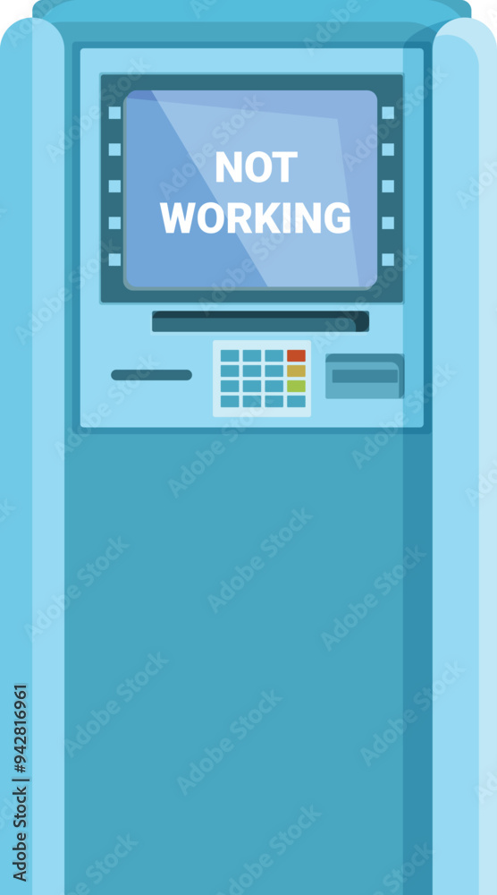 Poster blue atm machine not working with error message on screen