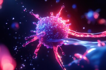 A detailed medical illustration shows a cancer cell shrinking during remission after screening.