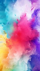 Fototapeta premium Vibrant Rainbow Splash: AI-Generated Watercolor Explosion of Creativity. Abstract Artistic Design for Marketing Campaigns, Website Templates, and Inspirational Decor. Minimalist Composition with Elega
