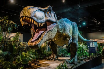 Fototapeta premium Tyrannosaurus Rex Dinosaur Model in Museum Exhibit