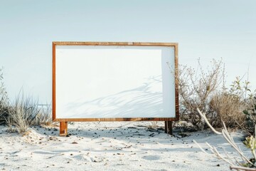 A simple whiteboard on a sunny beach, ideal for educational or outdoor activities