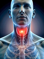 Thyroid Health Visualization Woman Portrait with Glowing Throat AI generated
