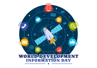 Fototapeta premium World Development Information Day Vector Illustration on October 24th with Telecommunication And Society to Mobilize Public Opinion in a Background