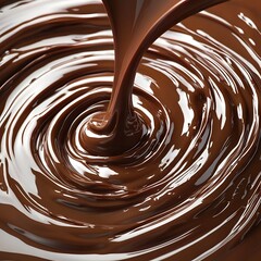 3d render Abstract dark brown color flowing liquid. Coffee or chocolate liquid Swirl flowing waves for background