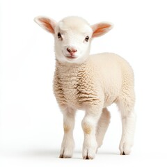 Obraz premium Close up photograph of a full body lamb isolated on a solid white background
