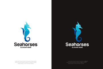 abstract Seahorses logo design vector