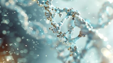 Abstract 3D Render of a DNA Helix with a Blue and Brown Color Scheme