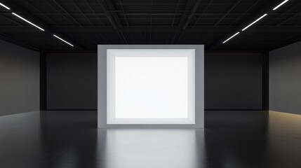 Obraz premium Showcase your products in this realistic 3D exhibition booth. The blank square box template offers endless possibilities for customization in advertising and presentations.