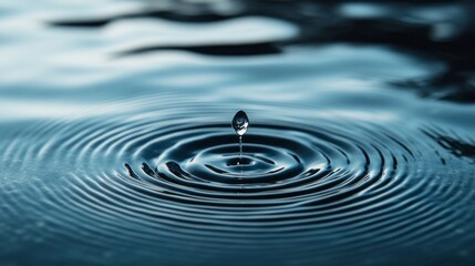 A drop of water falls into a large body of water, creating a ripple effect