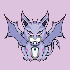 Illustration of Cat with Devil Vibe For Poster and Tshirt Design