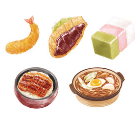 名古屋の名物料理のイラスト素材